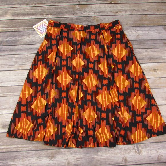 LuLaRoe Medium Madison Skirt Geometric Orange - Picture 5 of 5